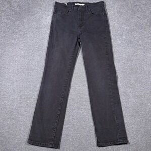 Levis 724 Jeans Womens 28x26 Black High Rise Straight Premium Denim Dark Wash